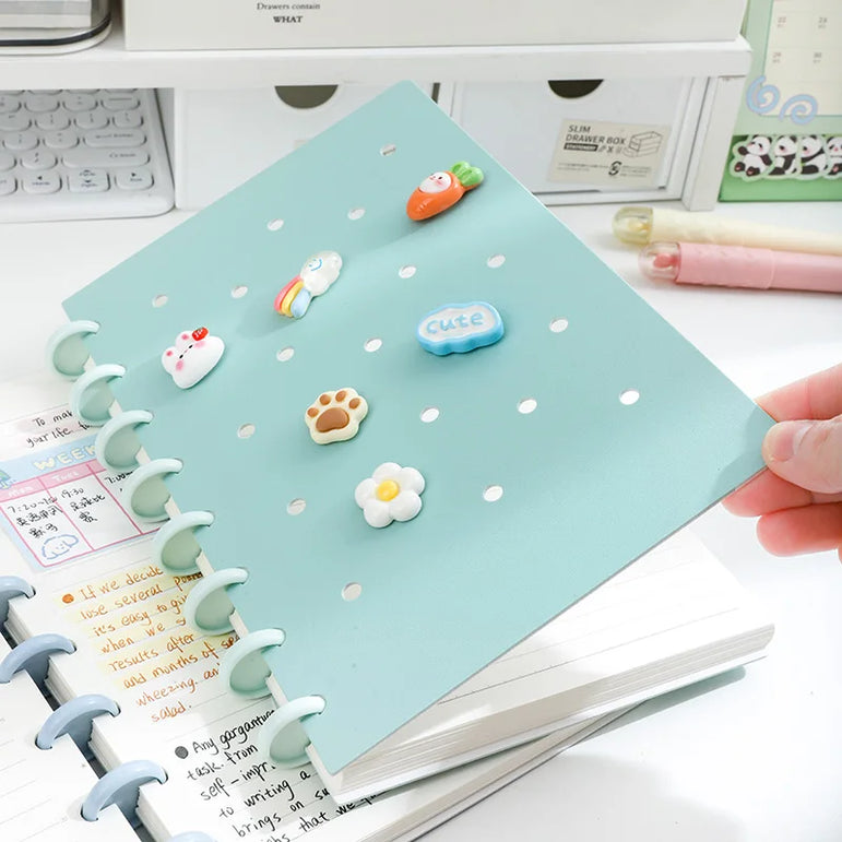 1 Piece of A5 Detachable Mushroom Button Loose-Leaf Book, Creative DIY Thickeneded Foam Pp Cover, 8.2*5.6inch, 100g Thickeneded Paper, 90 Pieces Of/180 Pages with Horizontal Lines, Ladies' Diary, for Gifts, Work, Office and S