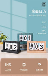 INS Nordic Style Wooden Perpetual Calendar Flip Month Date Display Desktop Schedule Daily Planner Office Home Decor Photo Props