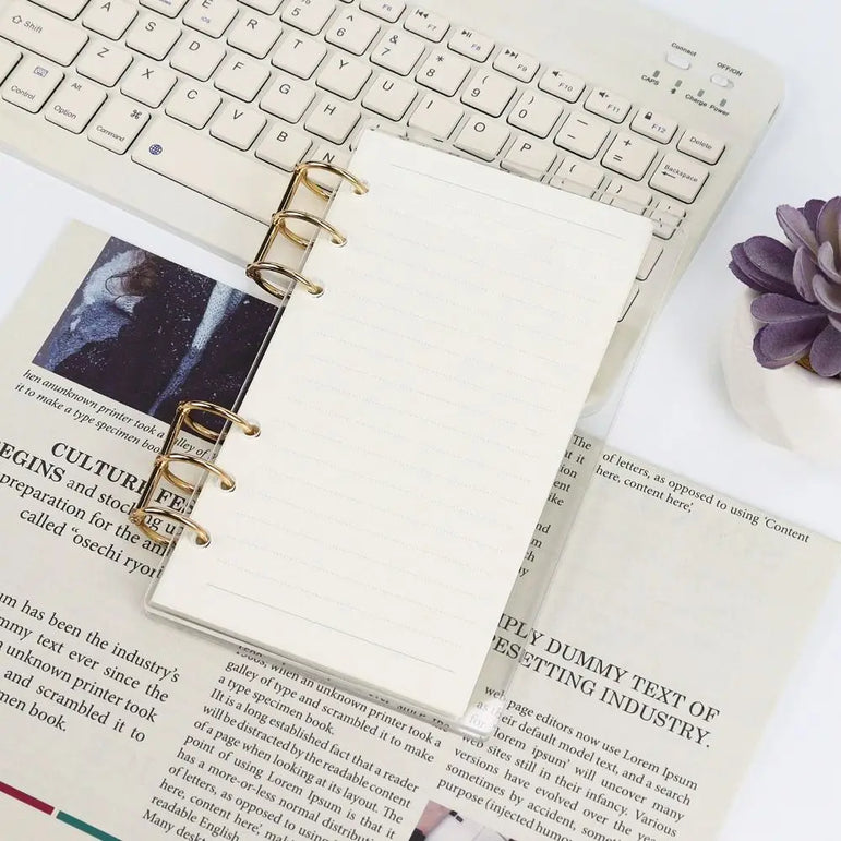 A6 Acrylic Loose-leaf Notebook Cover Glitter Transparent Binder Notebook Shell DIY Scrapbook Cover Office Stationery Supplies