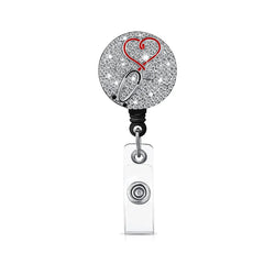 1pc Fashion Cute Rhinestones Retractable Nurse Badge Reel Clip Badge Holder Students Doctor ID Card Holder Keychain Gift