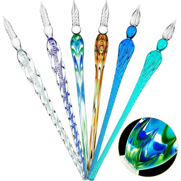 Hand-made glass dip pen 6 crystal glass signature pen Calligraphy glass pen dip pen Borosilicate sketch signature pen