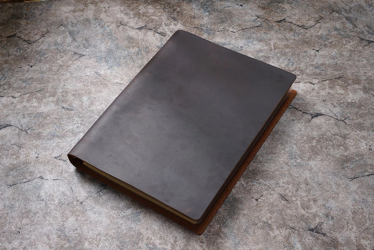 First-layer Cowhide Notebook A4 Enlarged Notebook Crazy Horse Leather Binder Thickened Sketchbook Retro Notepad Gift Notebook
