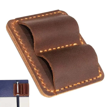 Pen Pencil Holder Double Pen Clip Vintage PU Traveling Notebook Pen Holder Anti Lost Pen Organizer For Pen Pencil