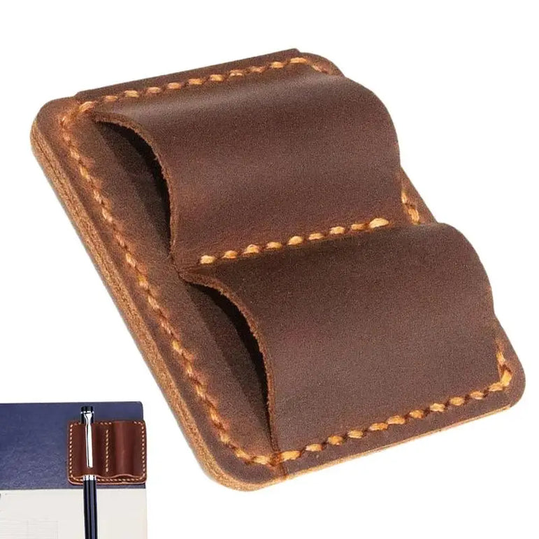 Pen Pencil Holder Double Pen Clip Vintage PU Traveling Notebook Pen Holder Anti Lost Pen Organizer For Pen Pencil