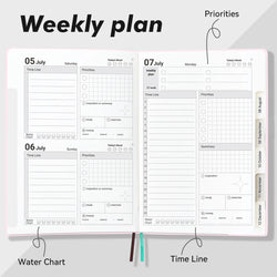 July 2025-June 2026 Planner Notebook English Agenda  A5 PU Leather Cover School Agenda Plan Weekly Monthly Diary Organizer