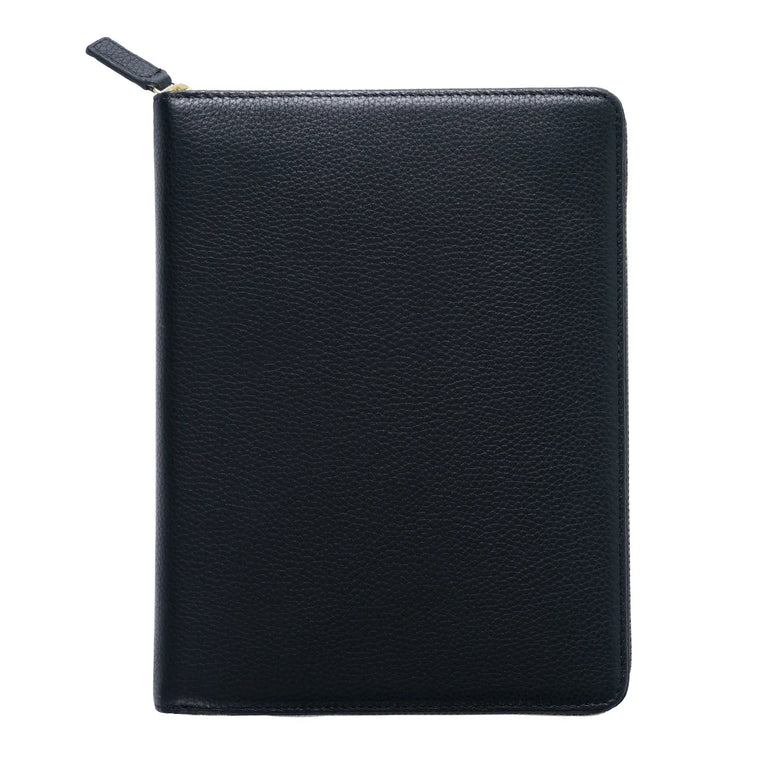 Moterm Genuine Pebbled Grain Leather A5 Zip Cover with Top Pocket Cowhide Planner Zipper Notebook Organizer Agenda Journal Diary