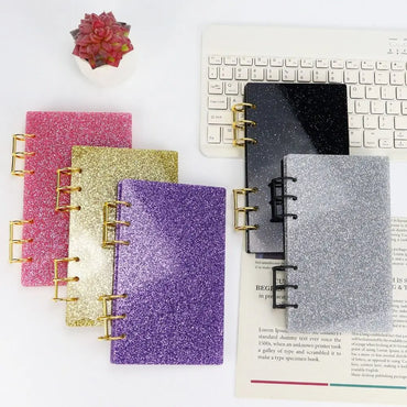 A6 Acrylic Loose-leaf Notebook Cover Glitter Transparent Binder Notebook Shell DIY Scrapbook Cover Office Stationery Supplies
