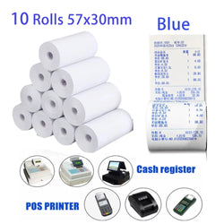 Thermal Paper 57x30mm POS Printer Blue Font 10 Rolls Mini Mobile Bluetooth Cash Register Roll Paper Bill Receipt Printing Paper