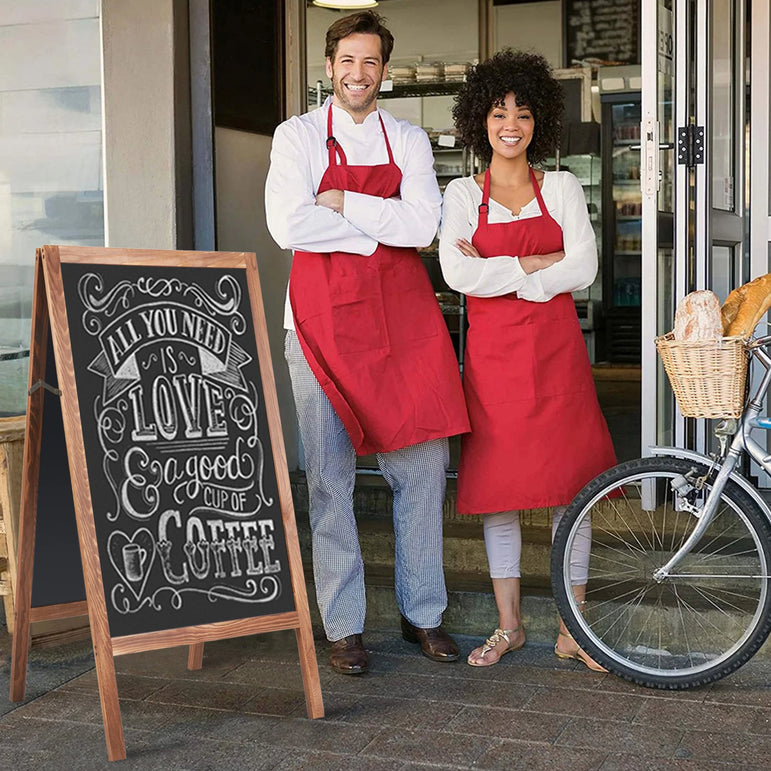 Magnetic Sandwich Writing Board A-Frame Drawing Painting Board Menu Display Sidewalk Wooden Chalkboard Free Standing