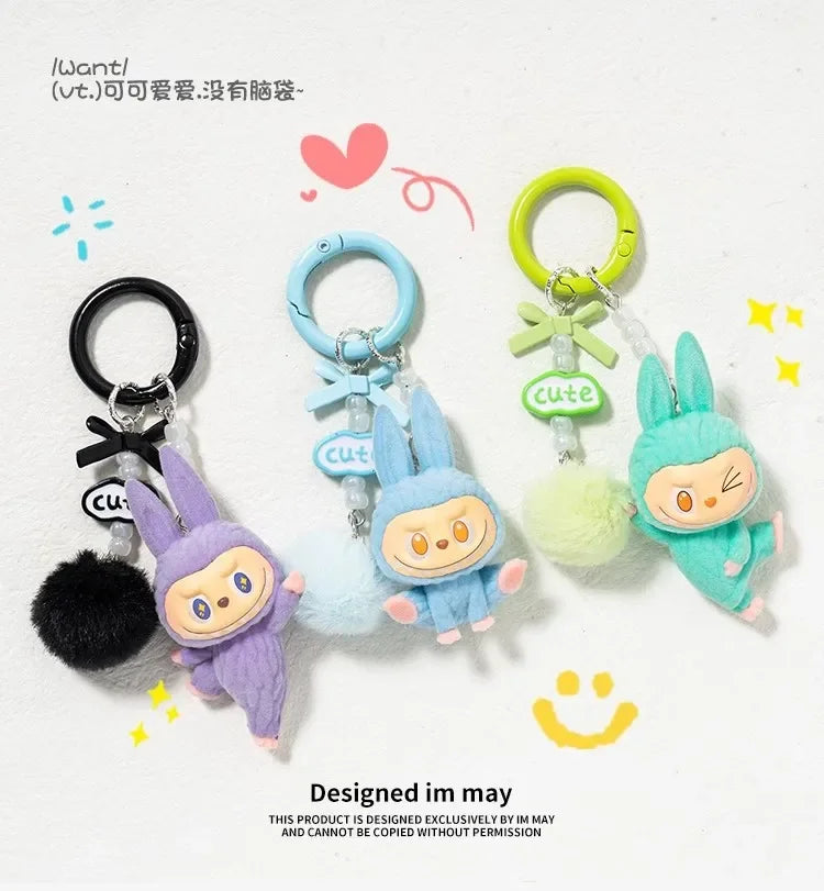 Labab Flocking Plush Toys Keychains Pendants Cute and Adorable Mobile Phone Chains Bags Pendants Couple's Small Gifts
