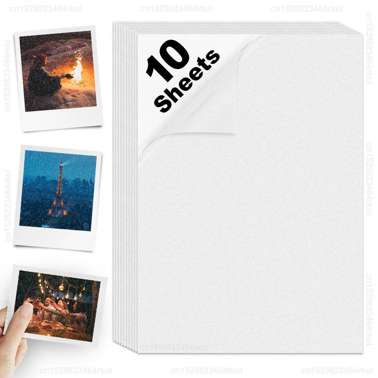 50 Sheets Glitter Cold Lminated Film Overlay Photo Paper Card DIY A4 Size Cold Laminating Sheet Waterproof Transparent Paper