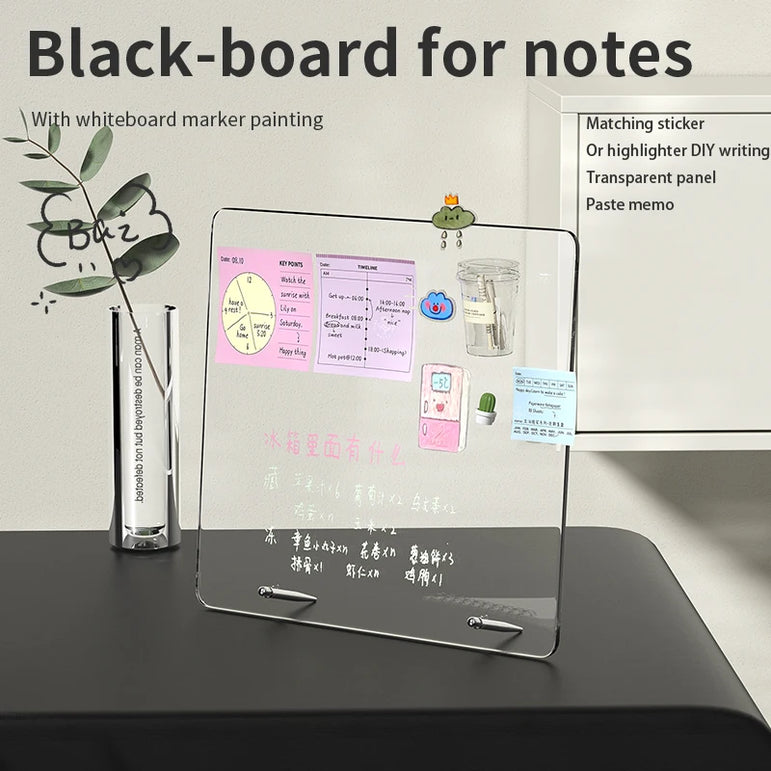 Desktop message board Acrylic transparent notepad Office memo board can be written home memo board magnetic desktop board