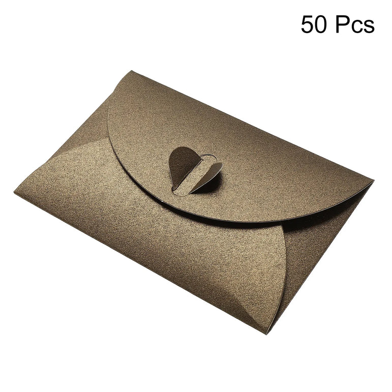 50Pcs Mini Colored Envelope Thick Cardboard Small Foldable DIY Pearl Paper Envelopes Self Locking Buckle Letter Gift Card Cover