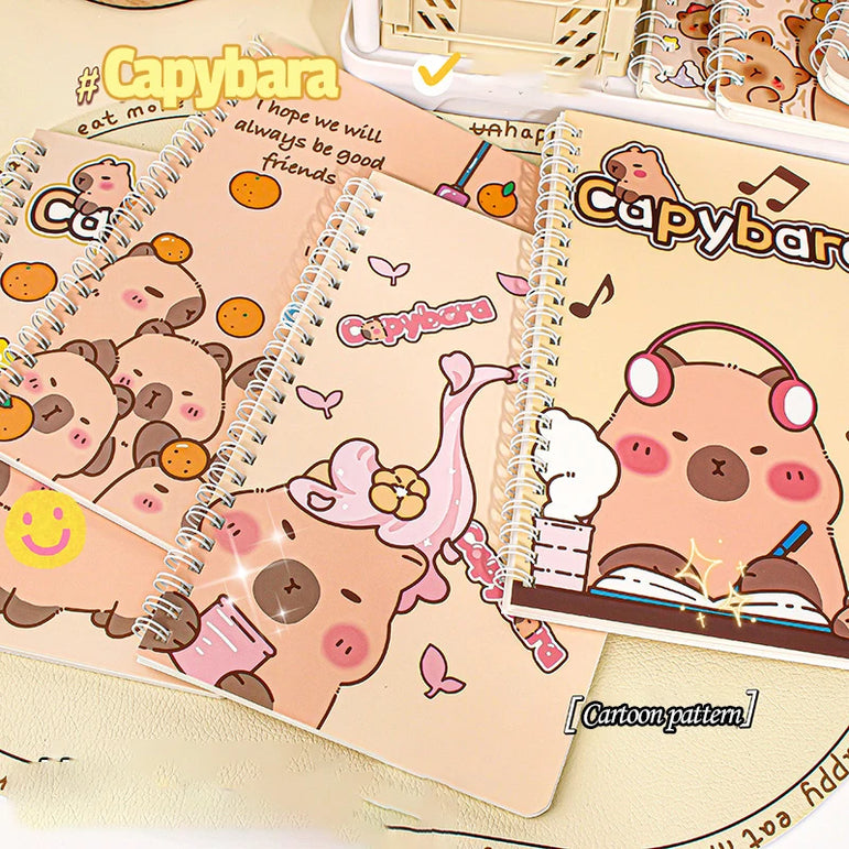 Capybara A5 Spiral Notebook Cute Planner Daily Notes Coil Notebooks Small Notepad For Kid Student Diary School Learning Supplies