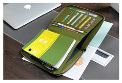 Moterm Genuine Pebbled Grain Leather A5 Zip Cover with Top Pocket Cowhide Planner Zipper Notebook Organizer Agenda Journal Diary
