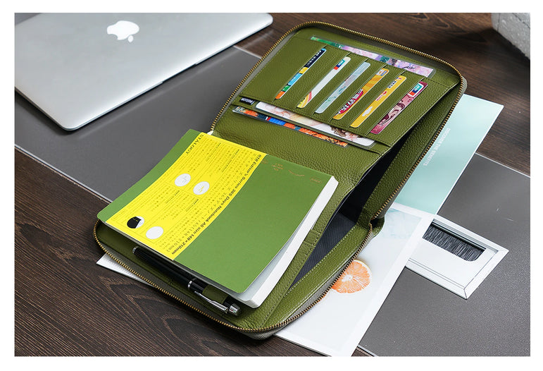 Moterm Genuine Pebbled Grain Leather A5 Zip Cover with Top Pocket Cowhide Planner Zipper Notebook Organizer Agenda Journal Diary
