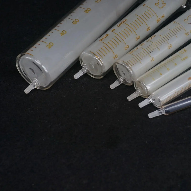 1/2/5/10/20/30/50/100ml Glass Syringe Injector Lab Sampler Caliber Precision