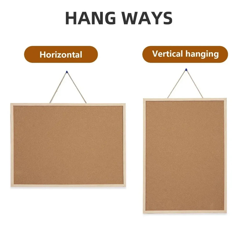 Cork Board Double-sided Photo Display Retro Frame Wall Hanging Message Boards Wall Home Decor for Office School Notice Supplies