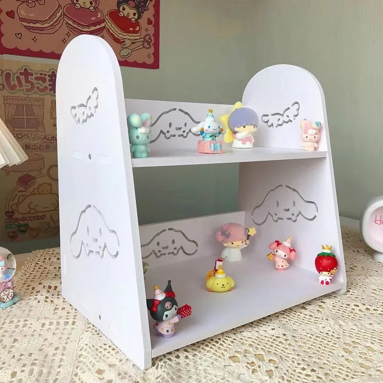 Sanrio Hello Kitty Desktop Storage Rack Kuromi Cinnamoroll Multifunctional Bookshelf Double-layer Sundry Organizer Storage Shelf