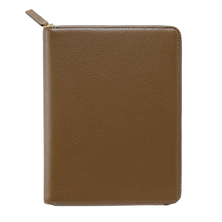 Moterm Genuine Pebbled Grain Leather A5 Zip Cover with Top Pocket Cowhide Planner Zipper Notebook Organizer Agenda Journal Diary