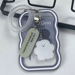 Transparent Card Holder Student Bus Campus Meal Card, 3-inch Polaroid Card Holder, Spring Pendant Keychain