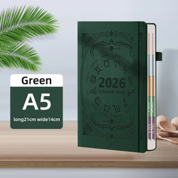 2026 Annual Plan Notebook A5 Texture PU Portable Calendar 400 Page Calendar Notebook Creative Daily Plan Calendar Reminder