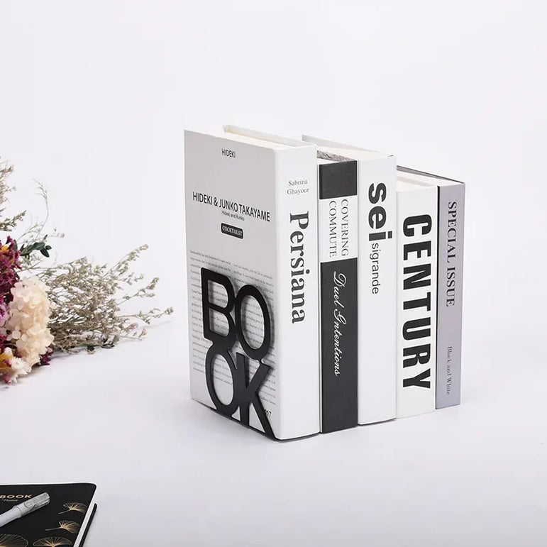 1Pcs Bookend Book Stand Support Sample Bookend Iron Desktop Art Non Slip Rack Shelf Holder School Stationery Office Accessories