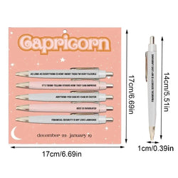 Funny Adult Pens Retractable Ballpoint Pen 5pcs Cute Constellation Pattern Pen Set Stationery Supplies For Homes Classrooms