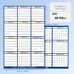 2025 Erasable Large Wall Calendar Double-sided Dry and Wet Erasable 12-month Annual Yearly Calendar for Work planner Schedule