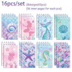 16pcs Football Mermaid Animals Mini Spiral Pocket Notebooks Memo Pad Coil Booklet Notepads For Kids Gifts Party School Diaries