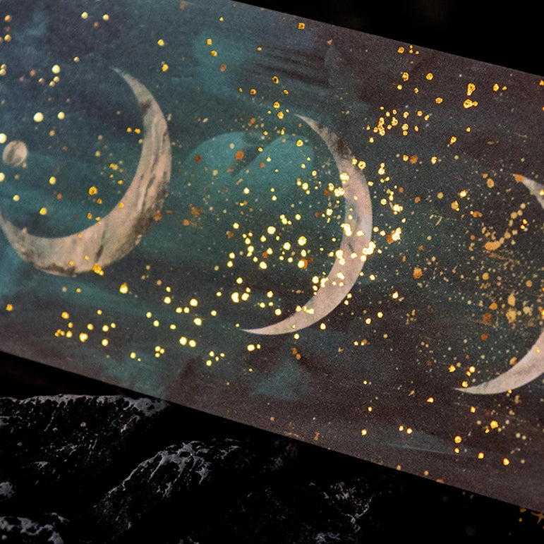 50pcs/bag moon phase theme stamping material book moon earth planet landscape material paper DIY handbook decoration cardstock