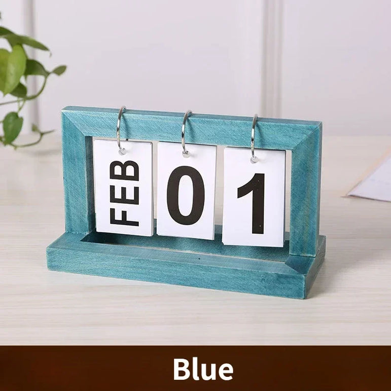 INS Nordic Style Wooden Perpetual Calendar Flip Month Date Display Desktop Schedule Daily Planner Office Home Decor Photo Props