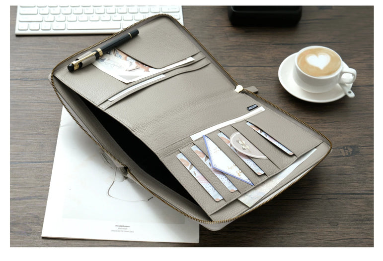 Moterm Genuine Pebbled Grain Leather A5 Zip Cover with Top Pocket Cowhide Planner Zipper Notebook Organizer Agenda Journal Diary