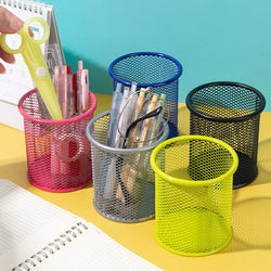 1Pcs Pencil Holder Office Desk Metal Mesh Square Round Pen Pot Cup Case Container Organiser Durable Pencil Case