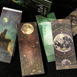 50pcs/bag moon phase theme stamping material book moon earth planet landscape material paper DIY handbook decoration cardstock