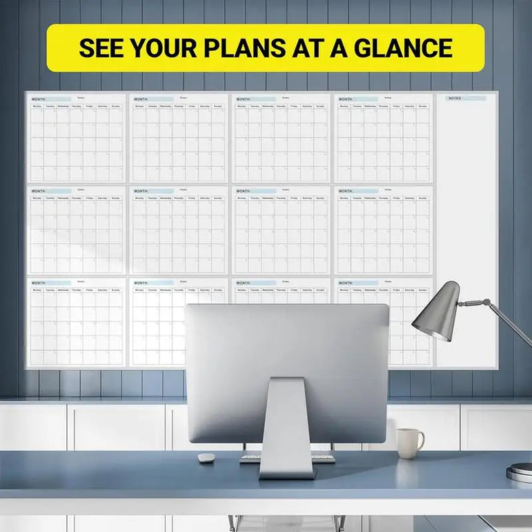 Erasable Large Wall Planner Calendar Erasable Yearly Planner Calendar Reusable Blank Whiteboard Yearly Calendar For Holidays