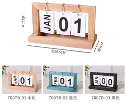 INS Nordic Style Wooden Perpetual Calendar Flip Month Date Display Desktop Schedule Daily Planner Office Home Decor Photo Props