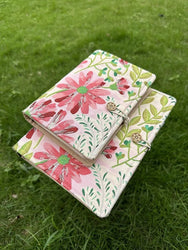 A5 Handcrafted Journal with Embroidered Floral Fabric Cover,Personalized Life Journal,Aesthetic Notebook for Writing & Planning