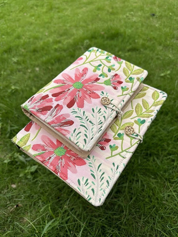 A5 Handcrafted Journal with Embroidered Floral Fabric Cover,Personalized Life Journal,Aesthetic Notebook for Writing & Planning