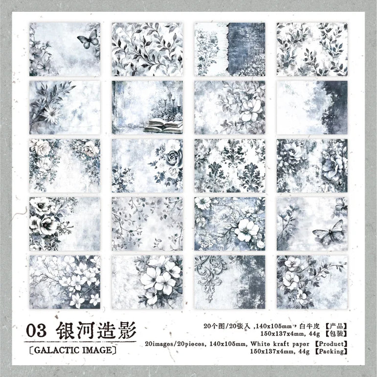 20pcs/lot Memo Pads Material Paper Renaissance Illustrated Scrolls Junk Journal diary Scrapbooking  Background Decoration Paper