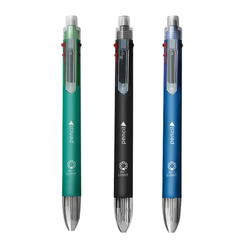 6 In 1 Multicolor Ballpoint Pen 5 Colors Ball Pen Creative Multicolor Ballpoint Pen 1 Automatic Pencil With Eraser for School