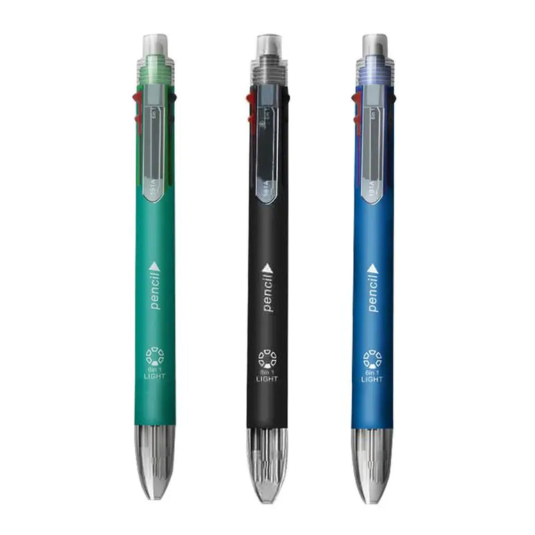 6 In 1 Multicolor Ballpoint Pen 5 Colors Ball Pen Creative Multicolor Ballpoint Pen 1 Automatic Pencil With Eraser for School