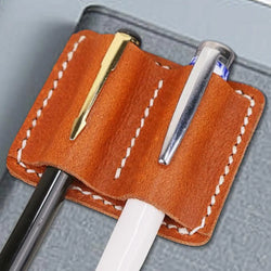 Pen Pencil Holder Double Pen Clip Vintage PU Traveling Notebook Pen Holder Anti Lost Pen Organizer For Pen Pencil