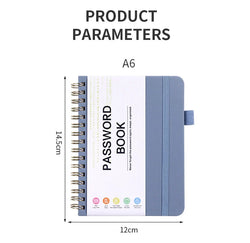 Spiral Password Keeper Book 56 Sheets Alphabetical Tabs Notebook PU Leather Cover Pen Holder Secure Internet Password Organizer