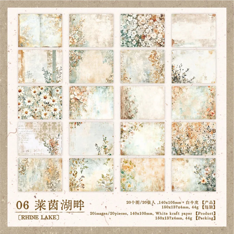 20pcs/lot Memo Pads Material Paper Renaissance Illustrated Scrolls Junk Journal diary Scrapbooking  Background Decoration Paper