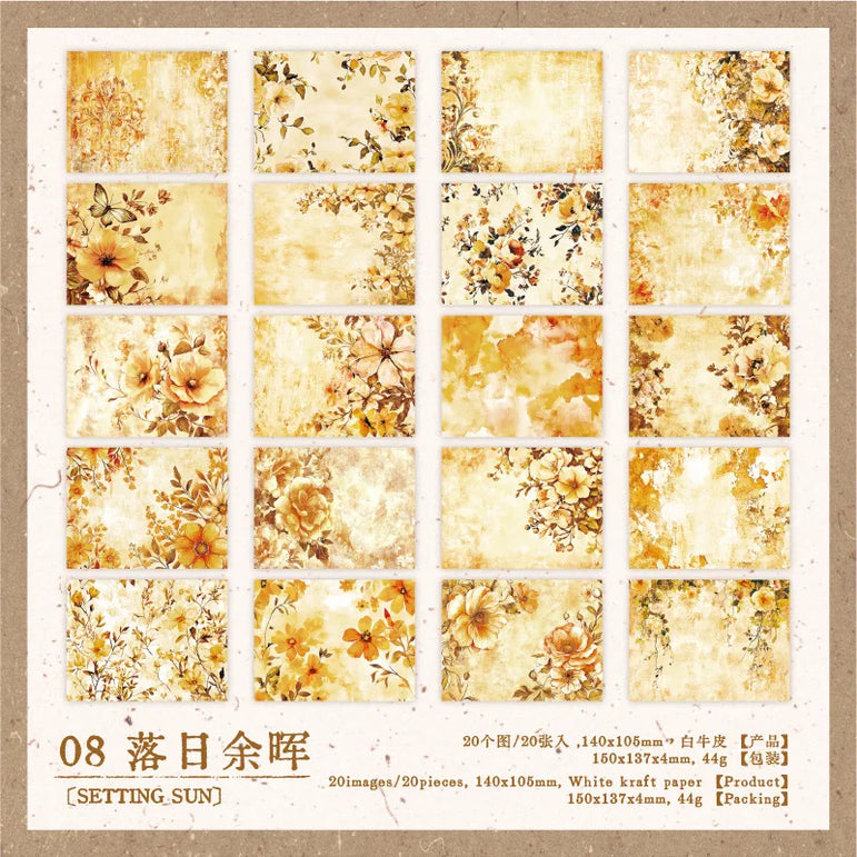 20pcs/lot Memo Pads Material Paper Renaissance Illustrated Scrolls Junk Journal diary Scrapbooking  Background Decoration Paper