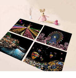 4 Pcs Magic Scratch Paper, City Night Scene Clip Art, Hot Air Balloon, Eiffel Tower, Adult Stress Relief Toy, Creative Gift