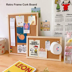 Cork Board Double-sided Photo Display Retro Frame Wall Hanging Message Boards Wall Home Decor for Office School Notice Supplies