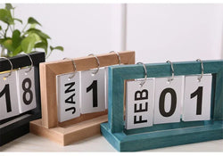 INS Nordic Style Wooden Perpetual Calendar Flip Month Date Display Desktop Schedule Daily Planner Office Home Decor Photo Props