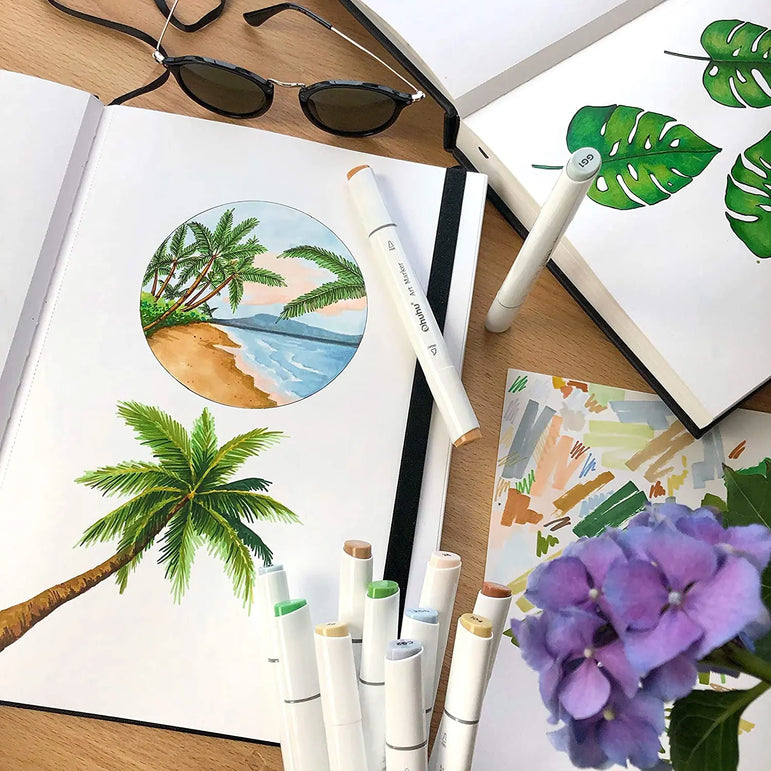 Ohuhu Sketchbook Marker Paper Pad Art Sketch Book Drawing Papers Hardcover Sketching Books for Markers Heavyweight Sketchpad